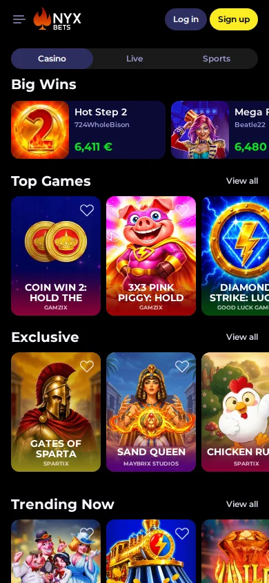 Casino NyxBets App en Browser Spelen